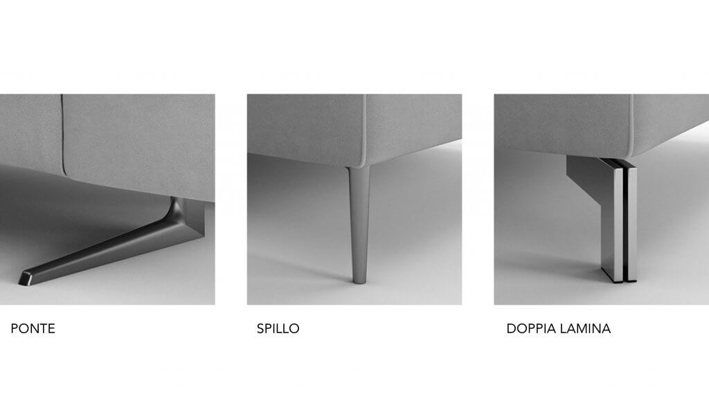 divano Silver particolare piedini
