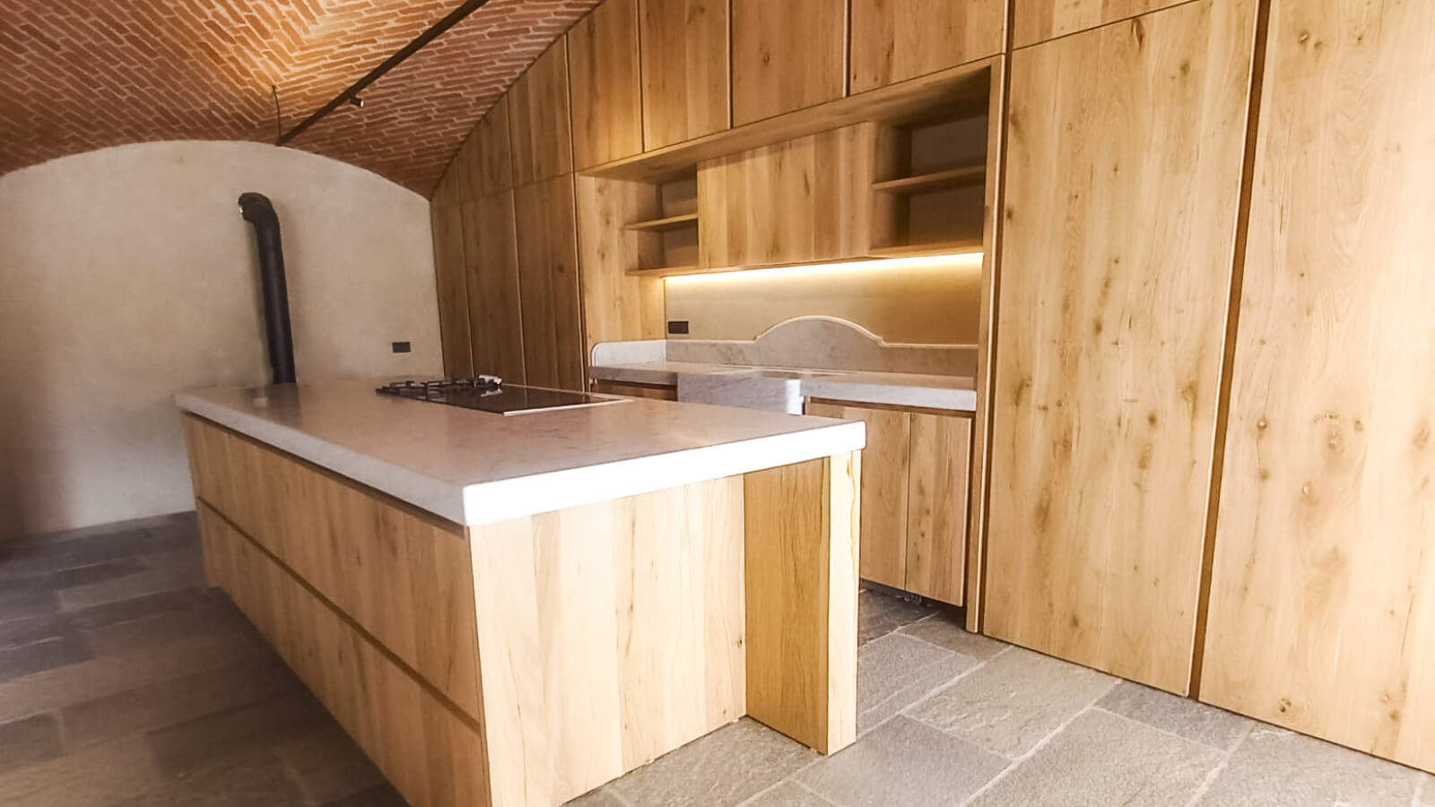 Cucina con lavello in Marmo di Carrara
